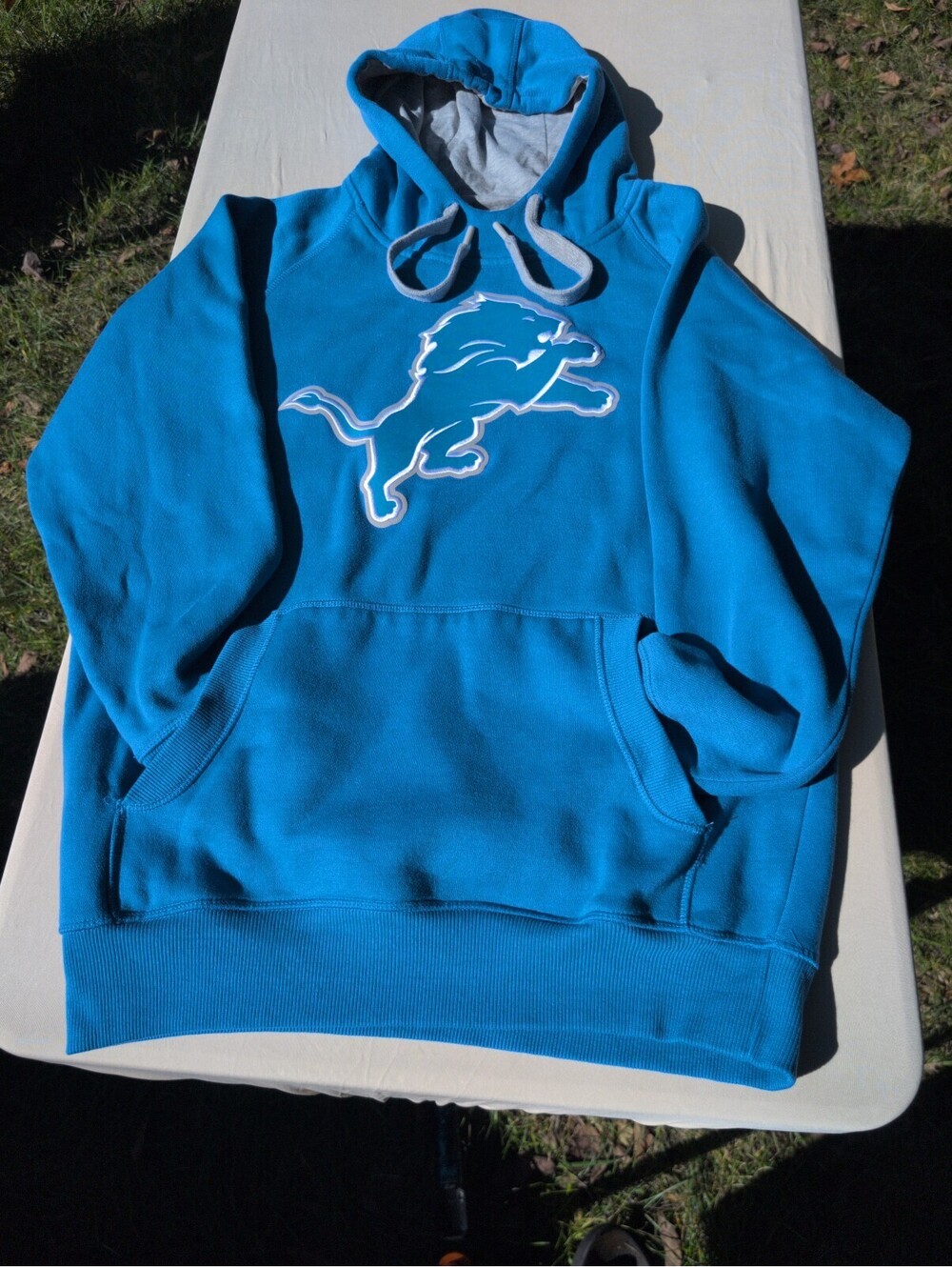 Antigua Detroit Lions Hoodie Mens Large Honolulu Blue NFL Football Pullover EUC